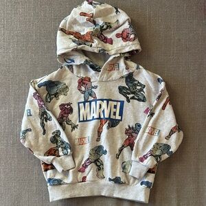 H&M Marvel Toddler Boy Gray Super Hero Hooded Sweatshirt Size 3/4T